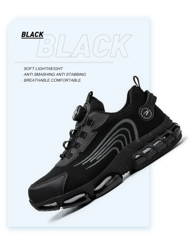 Rotary Buckle Work Safety Shoes For Men and Women Air Soft Sole Lightweight Protective Work Sneakers Men Breathable Boots