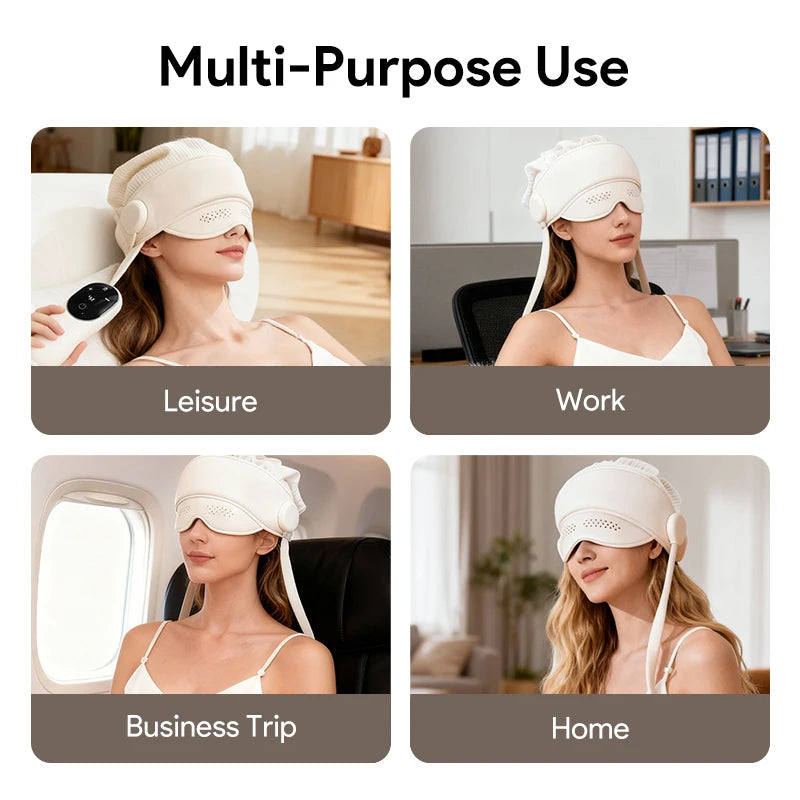 Graphene Heating Head Massager – Air Pressure & Eye Hot Compress for Relaxation & Better Sleep Relax Improve Sleep Stress Relief