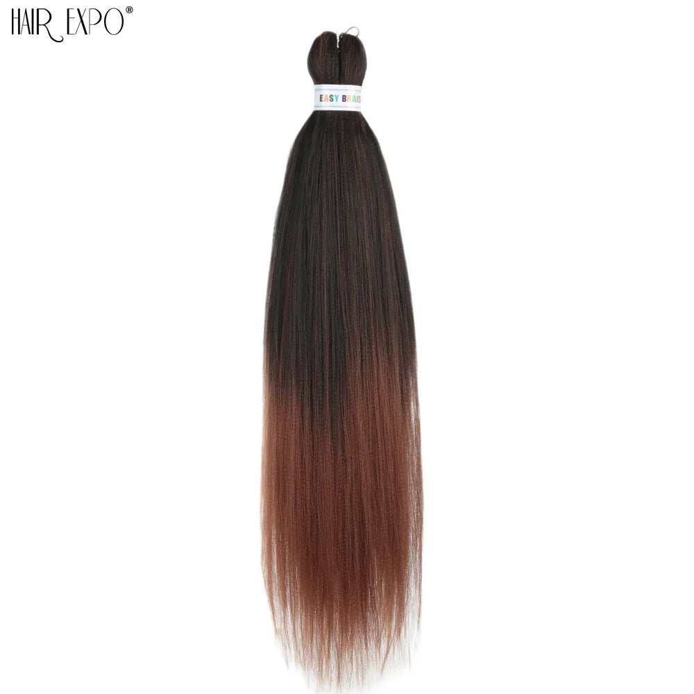 26Inch Easy Braids Hair Synthetic Colourful Pre Stretched Braiding Hair Extensions Jumbo Braids Ombre Yaki Long Straight Hair