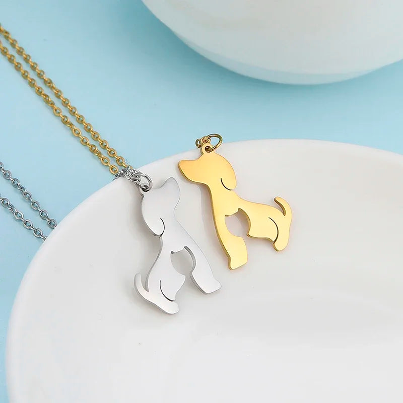 Skyrim Cat & Dog Pendant Necklace — Stainless Steel Animal Charm Jewelry