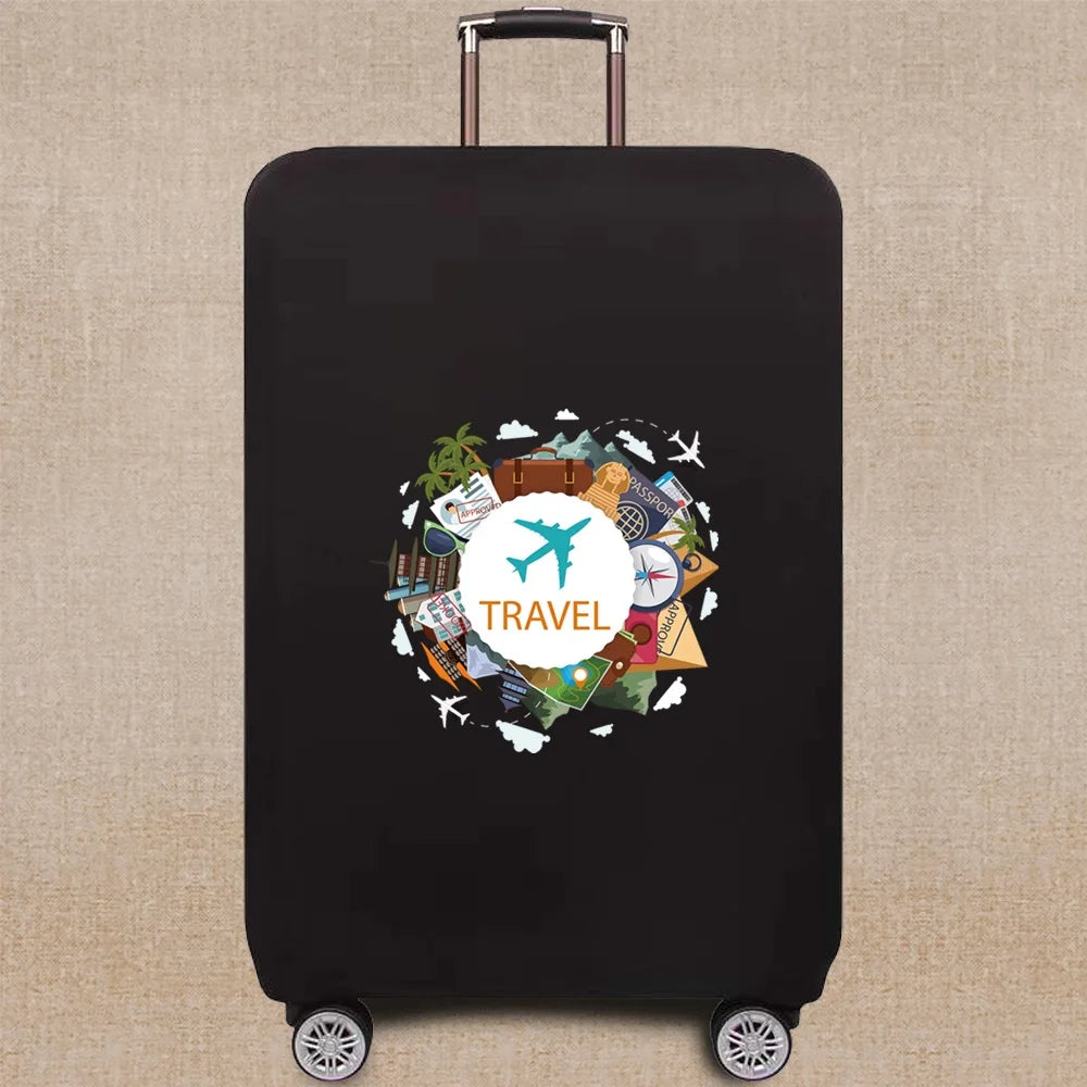 Travel Elastic Protective Cover Luggage Case Travel Global Pattern Series Luggage Cover 18-32inch Travel Accessories