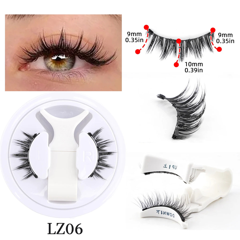SHIDISHANGPIN 3D Magnetic False Eyelashes — Reusable, Glue-Free, Natural Long & Fluffy Look (1 Pair + Curler)
