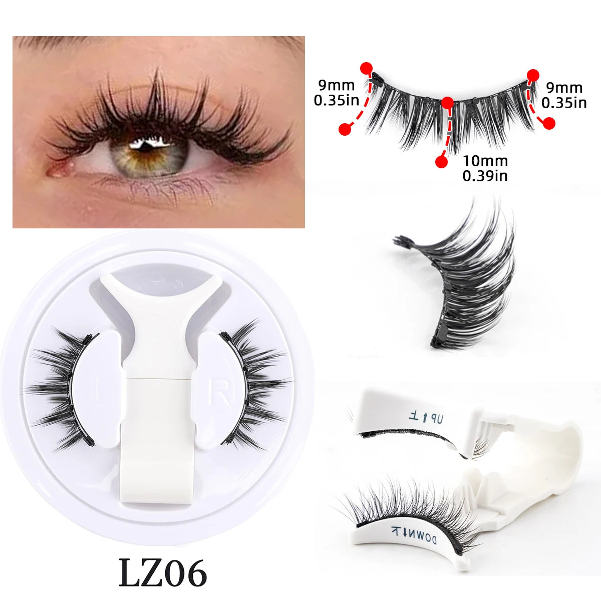 SHIDISHANGPIN 3D Magnetic False Eyelashes — Reusable, Glue-Free, Natural Long & Fluffy Look (1 Pair + Curler)