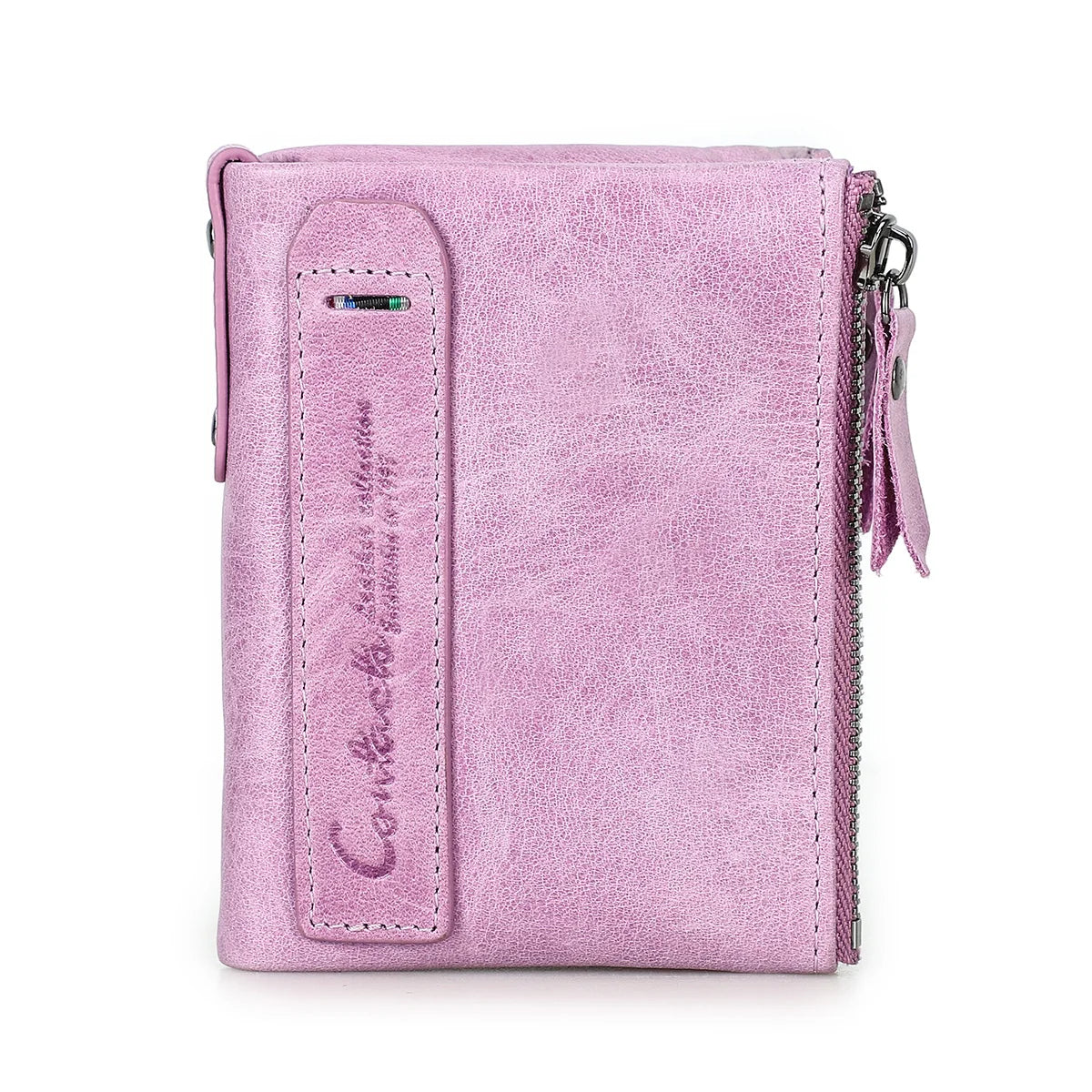 CONTACT'S Fashion Genuine Leather Women Wallet Bifold Card Holder Coin Purse Small Women's Purse Money Clip Men Pocket Wallets