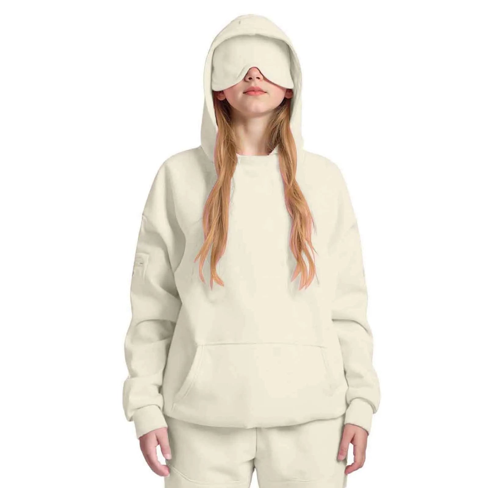 Plus Size Hoodie with Built-In Eye Mask – Oversized Travel Pullover