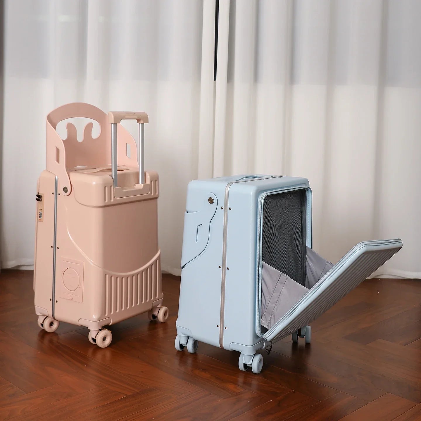 BunnyFly Kid Mom Suitcase with Seat for Children Can Sit To Ride Trolley Luggage Baby Travel Carry Case Multifunction Boardable