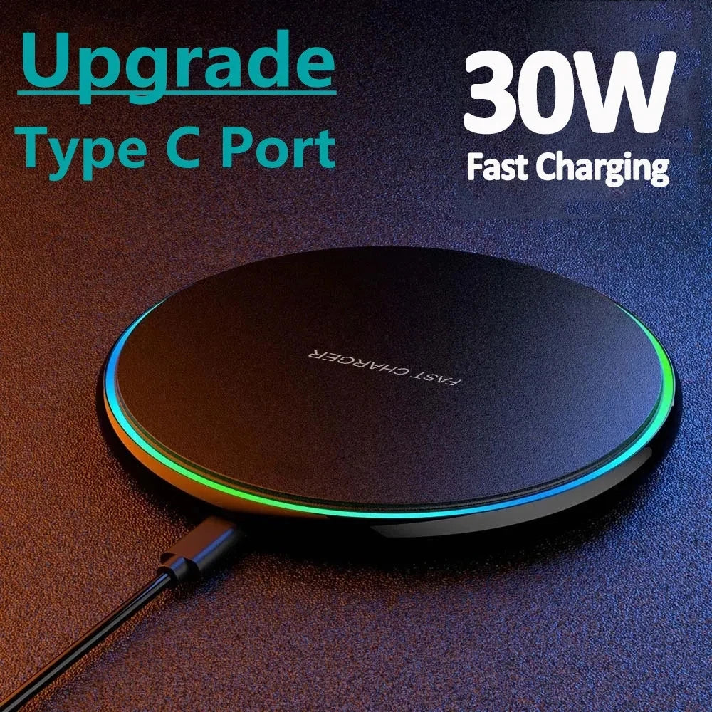 VIKEFON 30W Fast Wireless Charger Pad (Type-C, LED Indicator)
