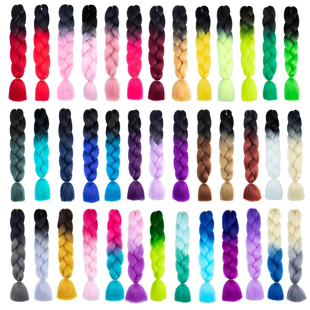 Jumbo Braids Extensions — 24" Synthetic Kanekalon Yaki Straight (Afro Ombre Piano Color)