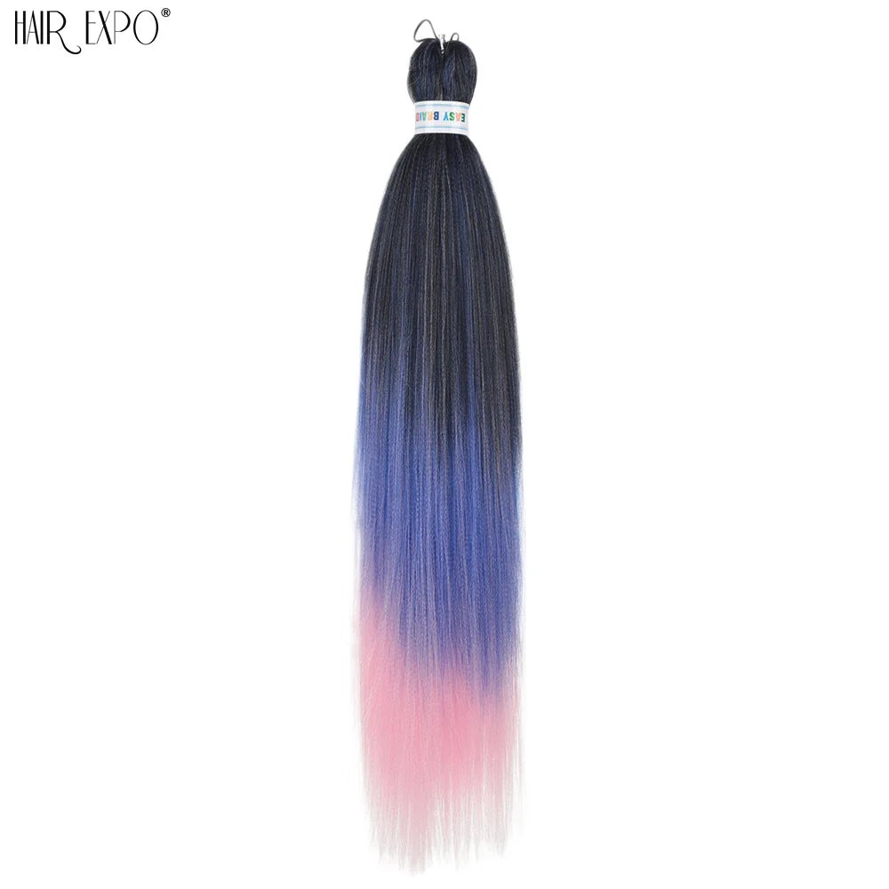 26Inch Easy Braids Hair Synthetic Colourful Pre Stretched Braiding Hair Extensions Jumbo Braids Ombre Yaki Long Straight Hair
