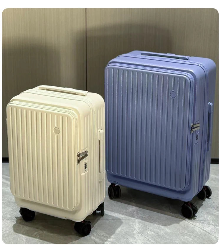Expandable Hard-Side Trolley Luggage Set with Side Opening - Carry-On & Checked Suitcases, Anti-Shock & Password Lock