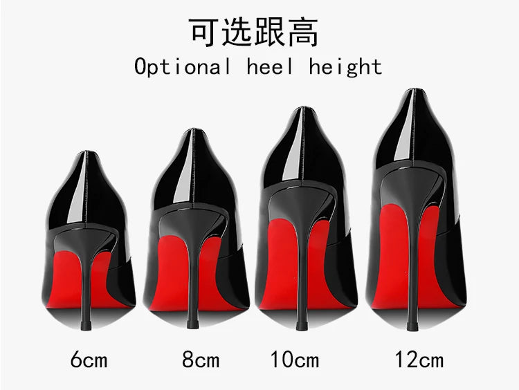 Heels For women 2026 Trend Leather Luxury Red Bottom High Heels 12cm Pointed Toe Stiletto Pumps Elegant Sexy Party Wedding Shoes
