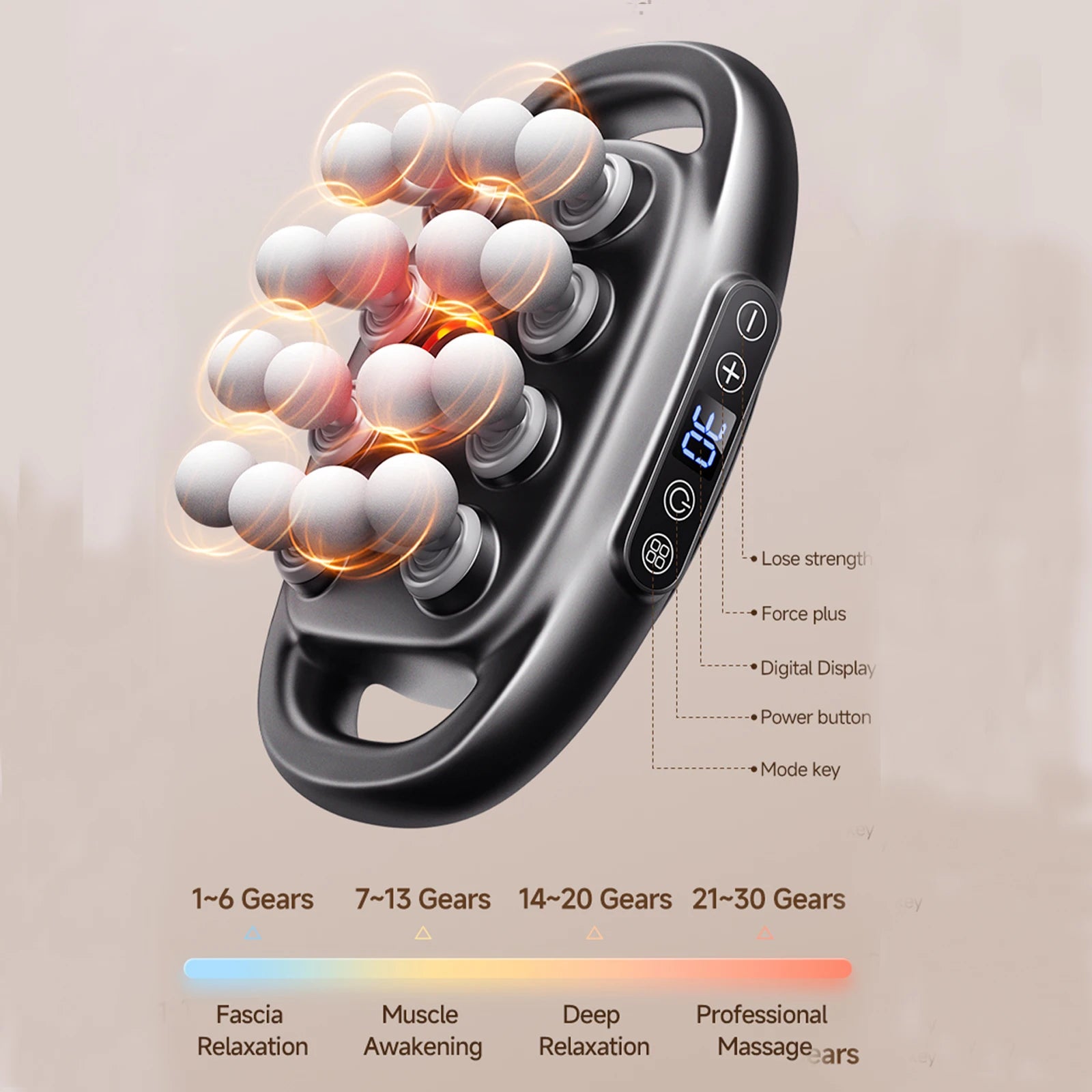 8/16 Head Massage Gun Set with 30 Intensities Full Body Electric Muscle Massager Percussion Massager for Legs Back Arms Waist