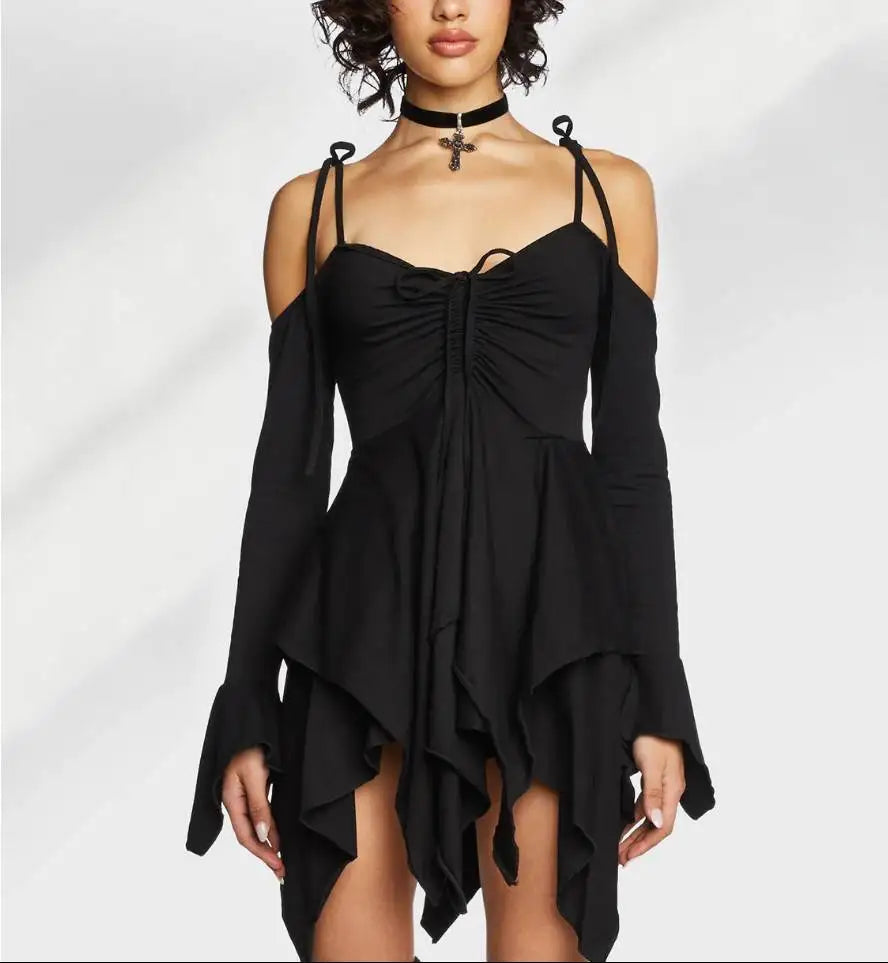 Sexy Asymmetrical Sling Dr Performance Costume loween Irregular Strapl Gown Women's Faion Autumn 2024