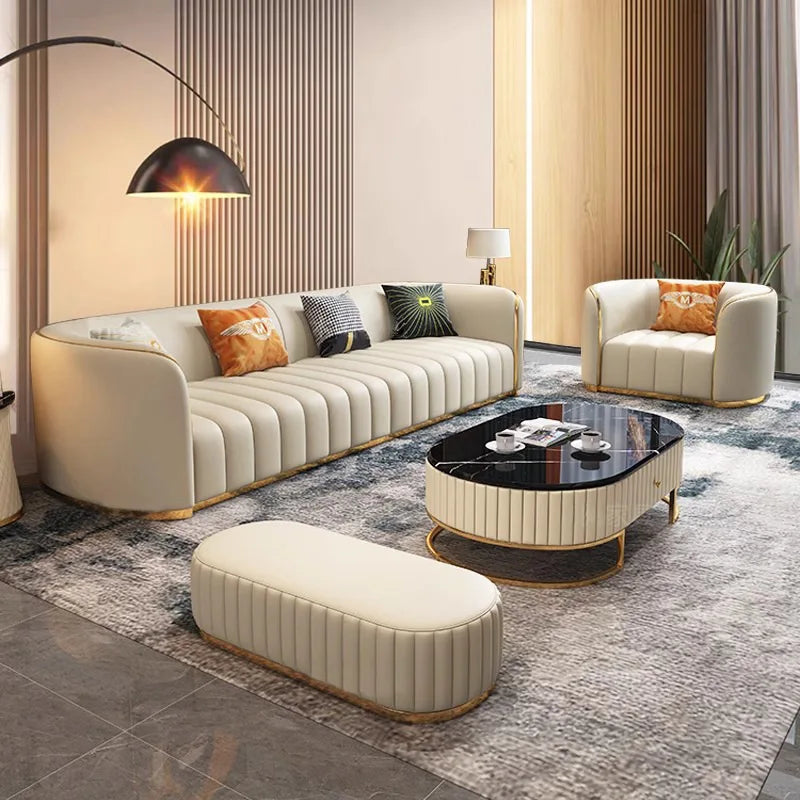 Furniture sofa Italian light luxury leather sofa small apartment living room home high-end designer straight row