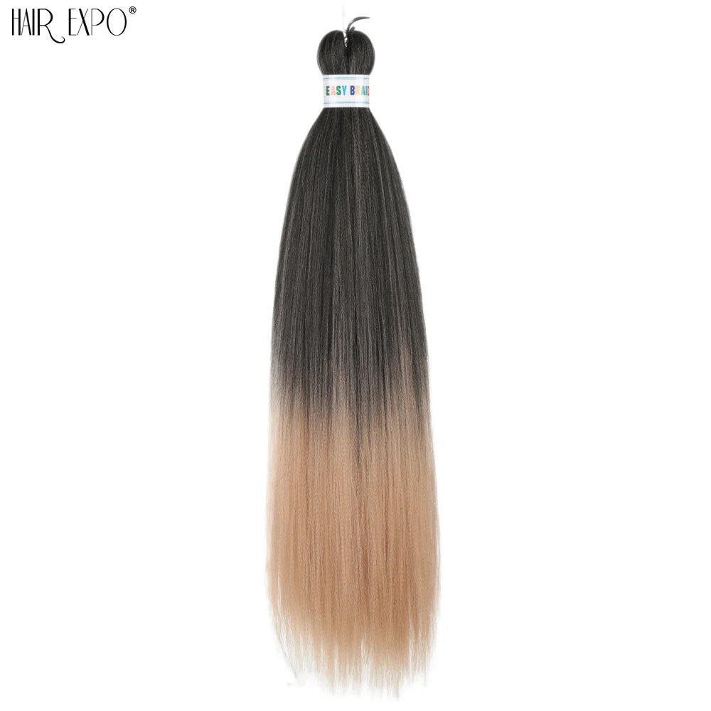 26Inch Easy Braids Hair Synthetic Colourful Pre Stretched Braiding Hair Extensions Jumbo Braids Ombre Yaki Long Straight Hair