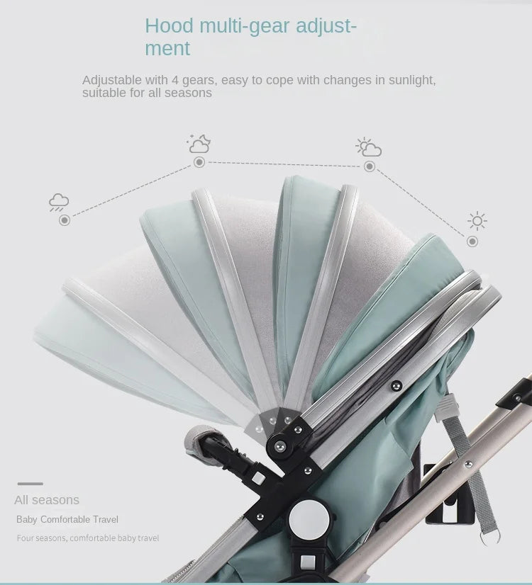 Baby Stroller ,Portable Baby Carriage,Fold Pram,Aluminum Frame High Landscape Stroller,for Newborn Baby trolley car seat