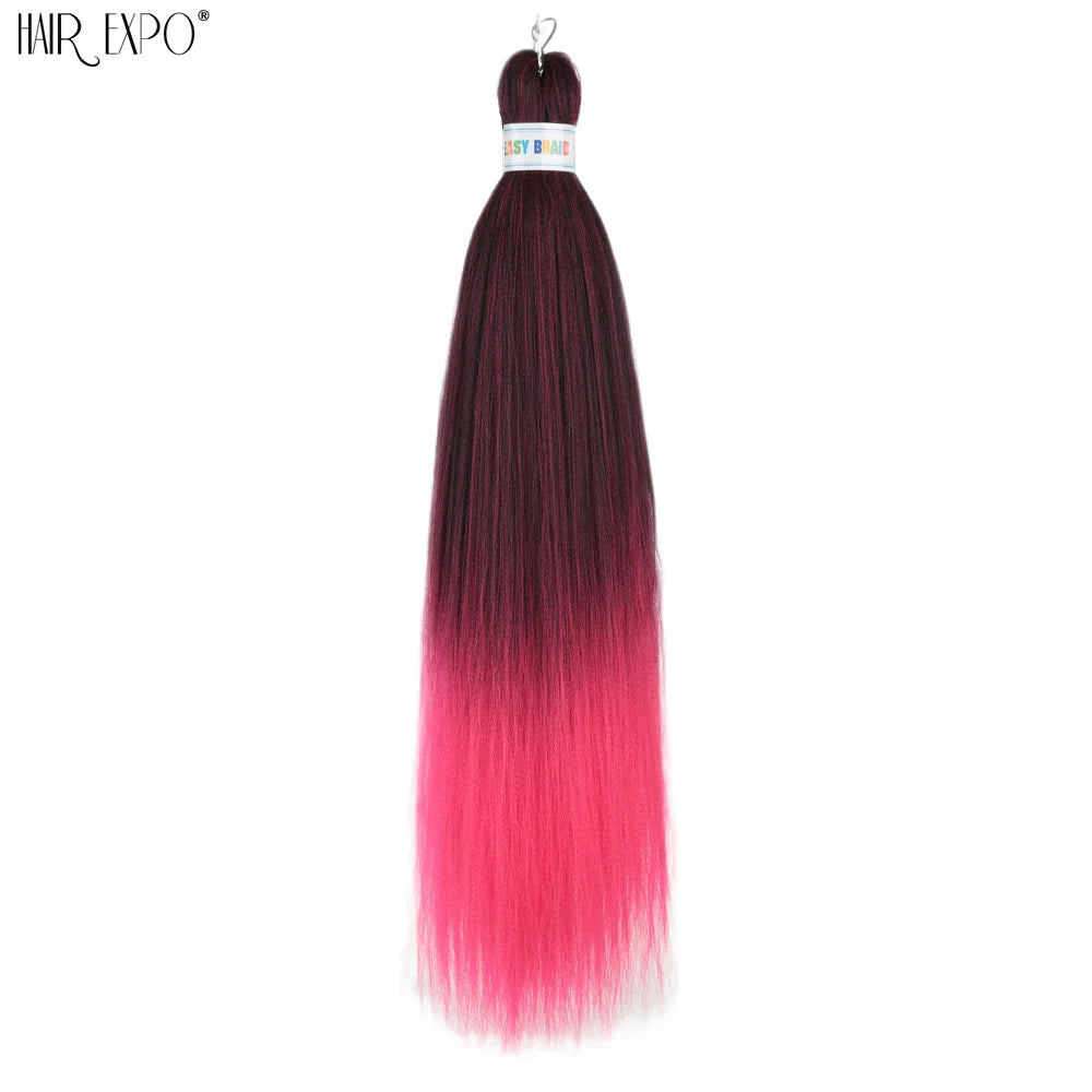 26Inch Easy Braids Hair Synthetic Colourful Pre Stretched Braiding Hair Extensions Jumbo Braids Ombre Yaki Long Straight Hair