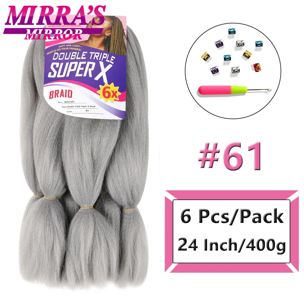 Jumbo Box Braids 400 Gramas Large YAKI Texture 6X Synthetic Braiding Hair  Pre-stretched African Braid Extensions Mirra's Mirror