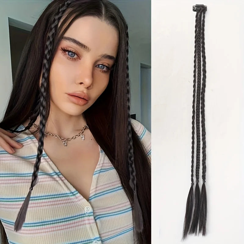 Synthetic Wig Braids Boxing Braid Dreadlocks Clip In Hair Extension Black Blonde Dirty Braids Boxer Braid Hairpieces For Women