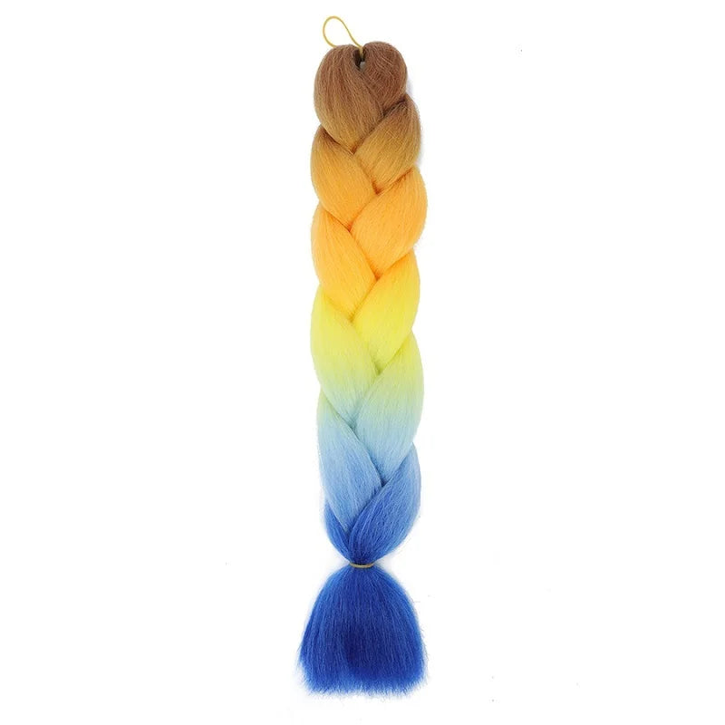 24Inch Synthetic Long Straight Yaki Braids Hair Ombre Braiding Hair Jumbo Rainbow Braid Hair Extension for Women DIY Hair