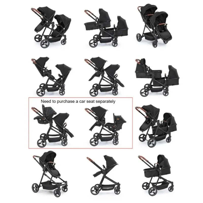 Foldable Twins Baby Carriage Stroller Twin Can Sit and Lie Double Stroller Shock Absorber Second high view Child Stroller