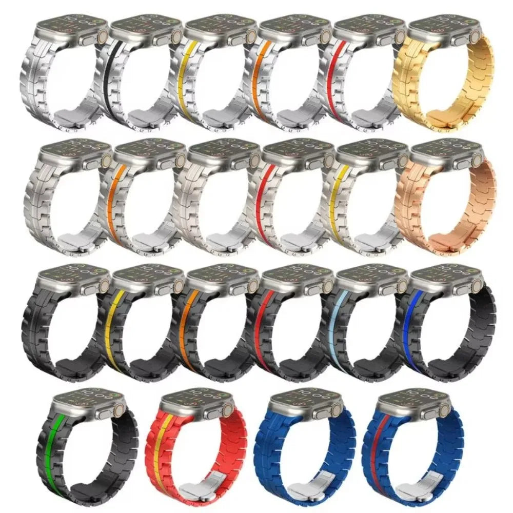 Jaytop Stainless Steel Watch Band + Case for Apple Watch (Ultra / Series 10–4 & SE) — Butterfly Buckle