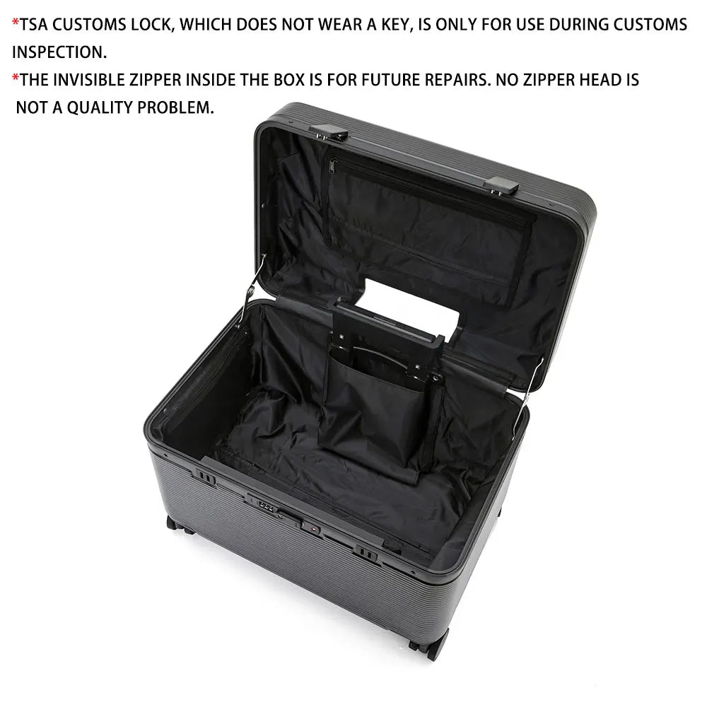 Aluminum Alloy Frame Suitcase, Top-Opening ABS Portable Trolley Case, Universal Wheels, Customs Code Lock Boarding Case