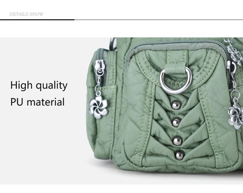 Angel kiss Women Handbags Satchel Top-handle Handbag PU Shoulder Bag Roomy Pocket  Pack Multi-pockets Shoulder Purse Bags