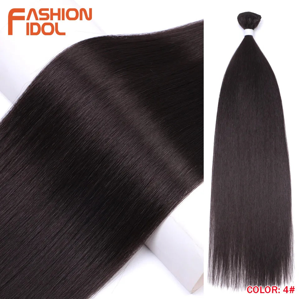 Bone Straight Hair Extensions Ombre Blonde Hair Bundles Super Long Hair Synthetic 24 Inch Straight Hair Full to End FASHION IDOL