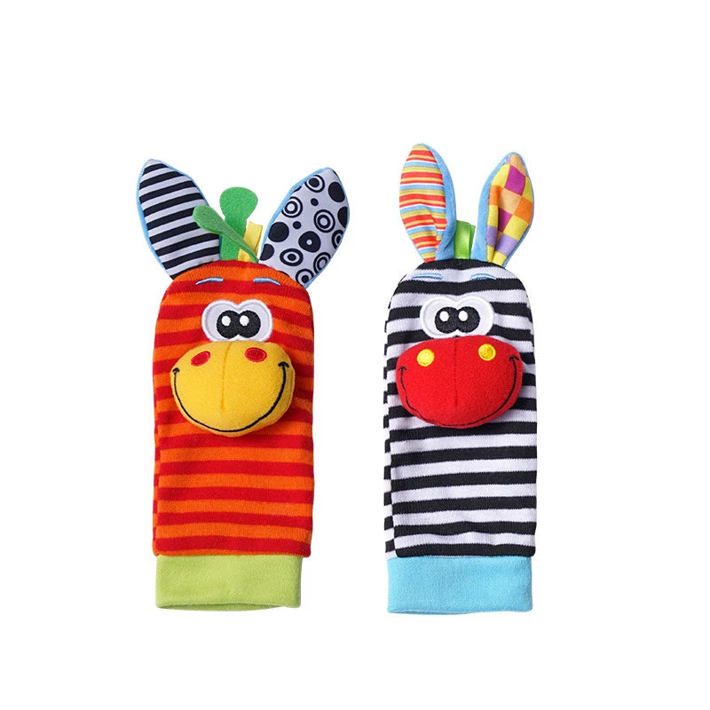 2PCS/SET Baby Rattle Toys Cute Stuffed Animals Wrist Rattle Foot Finder Socks 0~12 Months For Infant Boy Girl Newborn Gift