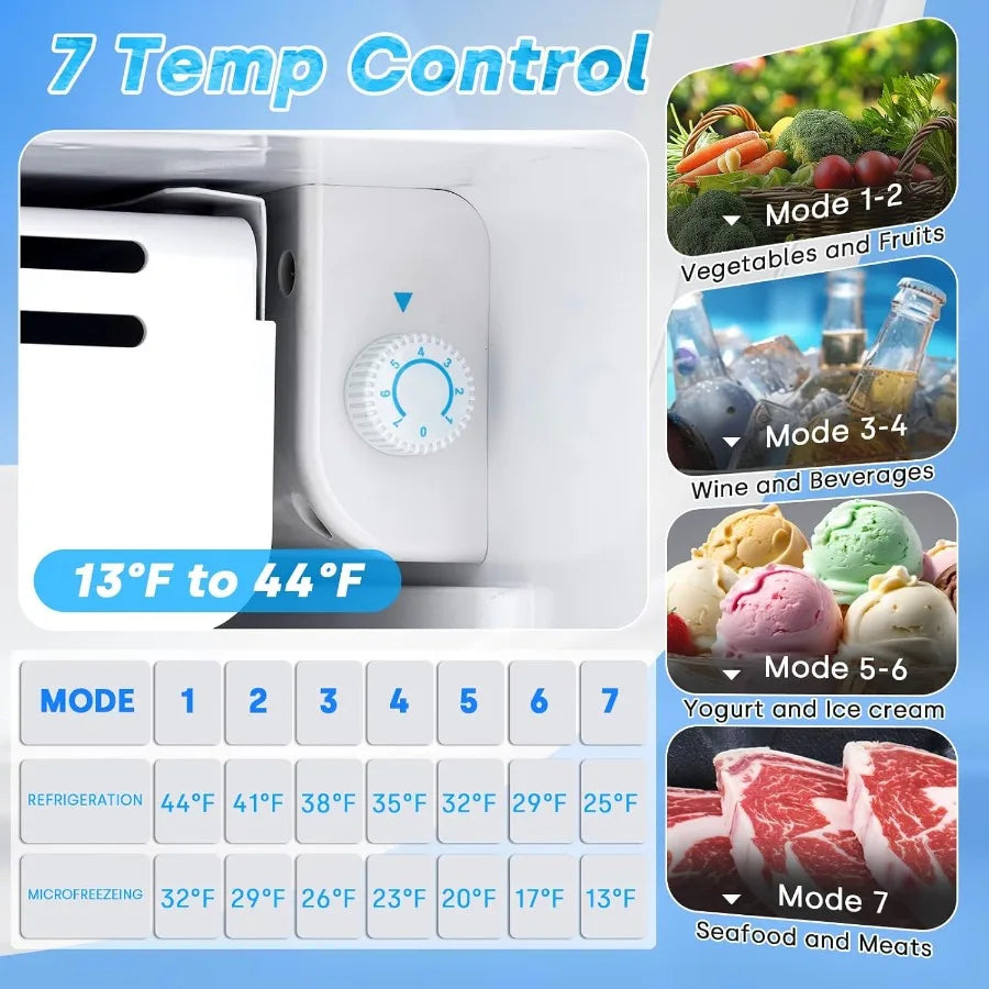 3.2 Cu.Ft Mini Fridge with Freezer Single Door Small Refrigerator in White with 7 Adjustable Thermostat Energy Saving Low Noise