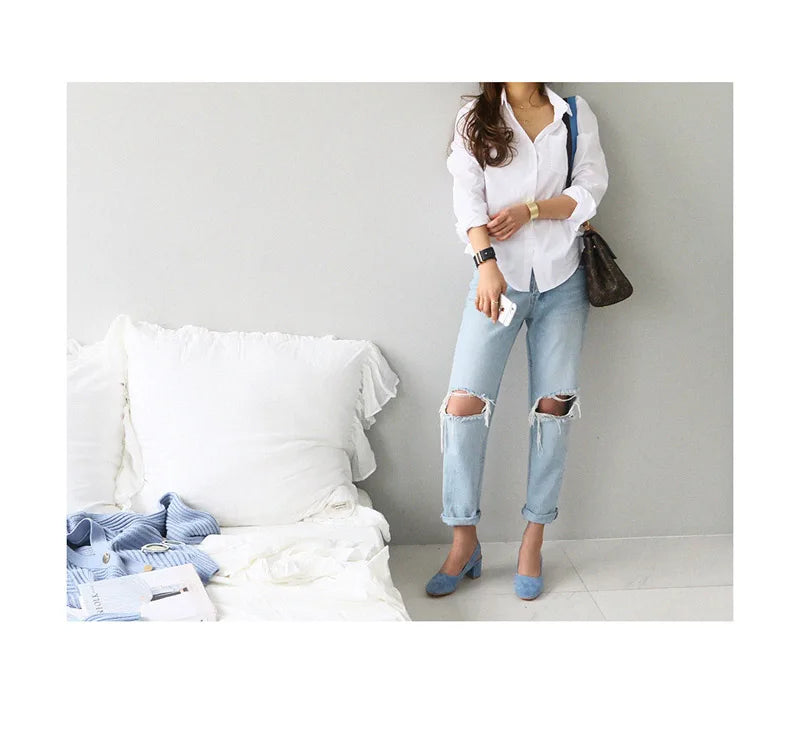 Cotton Blouse White Shirt Fashion Women Blusas Mujer De Moda OL Style Tops Casual Ladies Long Sleeve Shirts and Blouses 3496