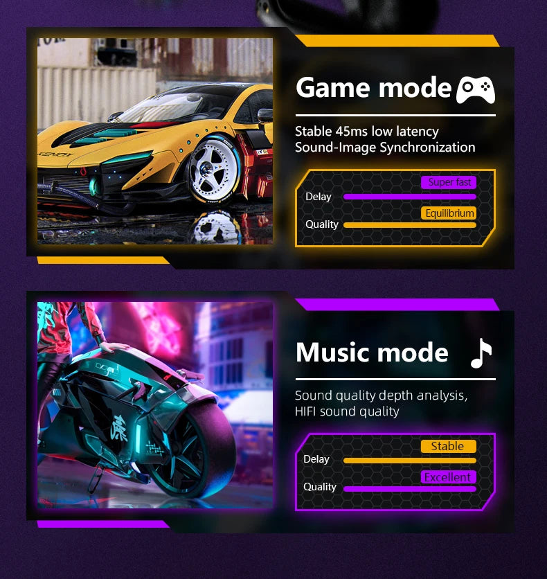 TRANSFORMERS TF-T01 TWS Earbuds — Bluetooth 5.3, Dual Mode, Low Latency