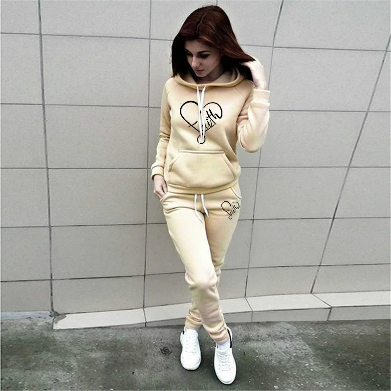 Fall and winter fashion hot new high quality pullover set street loose women's hoodie + sweatpants two-piece set