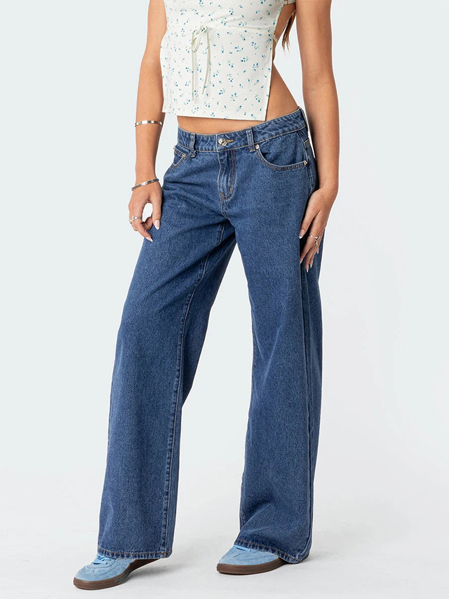 Women’s Wide-Leg Denim Pants – Relaxed Mid-Rise Office-to-Weekend Jeans