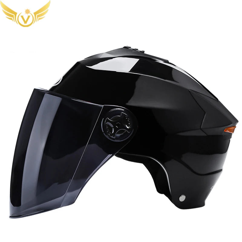 Motorcycle Helmet with LED Lights | Adjustable Electric Scooter & Moped Half Helmet for Men and Women