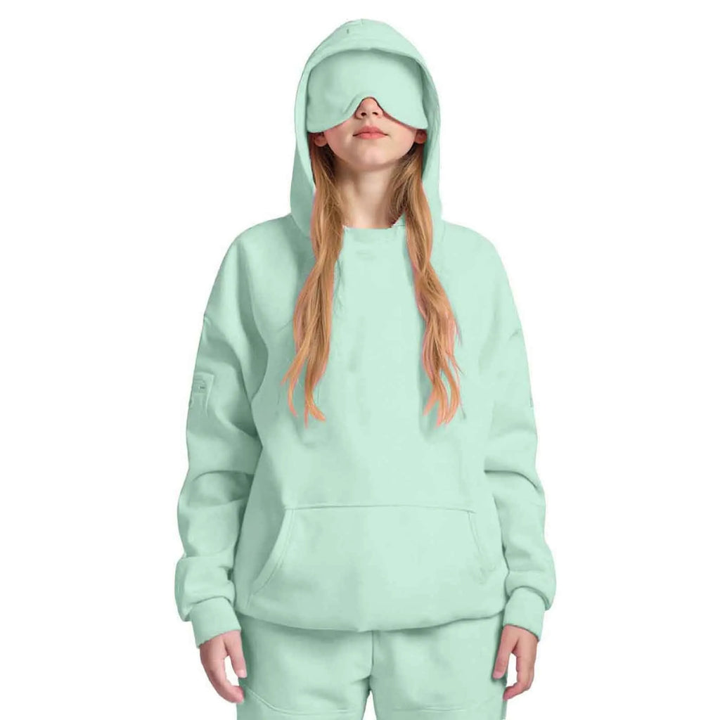 Plus Size Hoodie with Built-In Eye Mask – Oversized Travel Pullover