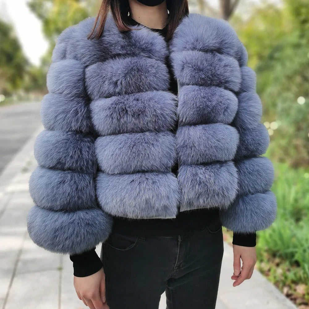 2025 MAOMAOKONG Natural Real Fox Fur Coat Women's Jackets Winter Furry Vest Luxury Beige Khaki Short Leather Female Clothing