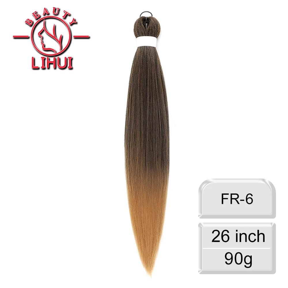 LIHUI Pre-Stretched Jumbo Braids — 26" 90 g Synthetic (Red/Pink, Frosted Colors)