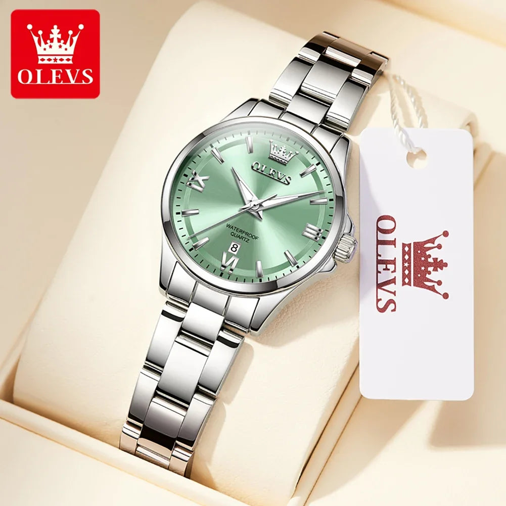 OLEVS 3668 Women Watch Luxury Original Waterproof Stainless Steel Quartz Watch Roman Automatic Date Women Watch Reloj Para Mujer