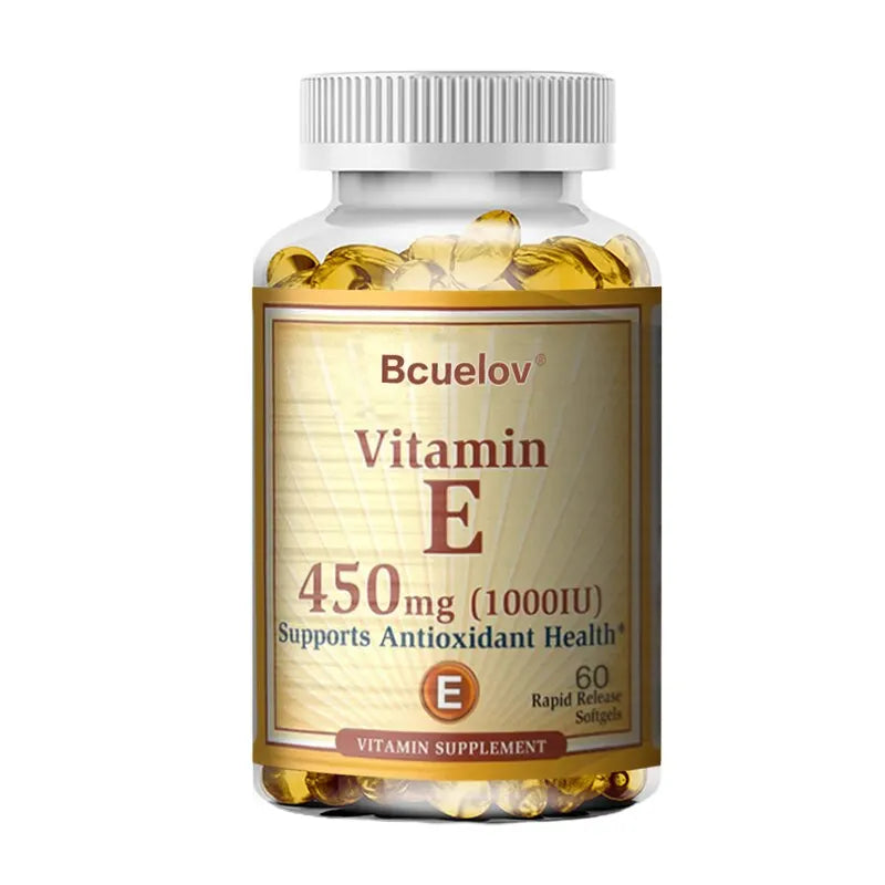 Bcuelov Vitamin E 1000 IU 450mg - for skin, hair, circulatory health, immune system support - antioxidant supplement