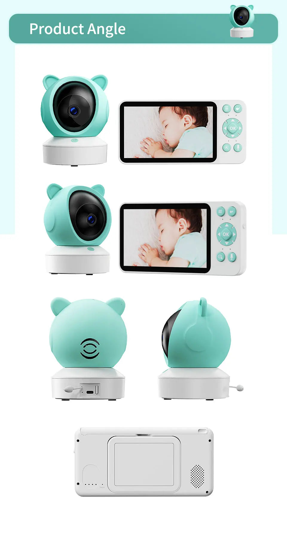 DANMINI 5 "tuya baby monitor 2K high definition WiFi remote mobile APP control up, down, left and right rotation gimbal camera