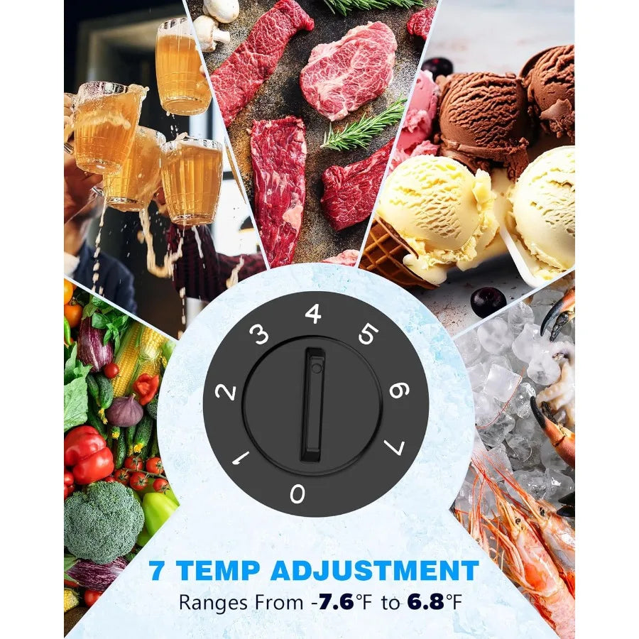 Joy Pebble 1.8 Cu.Ft Chest Freezer with Removable Basket and Bottom Defrost Water Drain Freestanding Top Open Door Deep Freezer