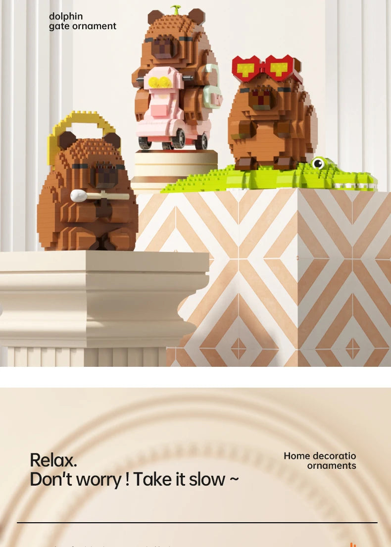 "Capybara Building Blocks Set - Cute Water Guinea Pig DIY Model | Fun STEM Toy for Kids & Adults"