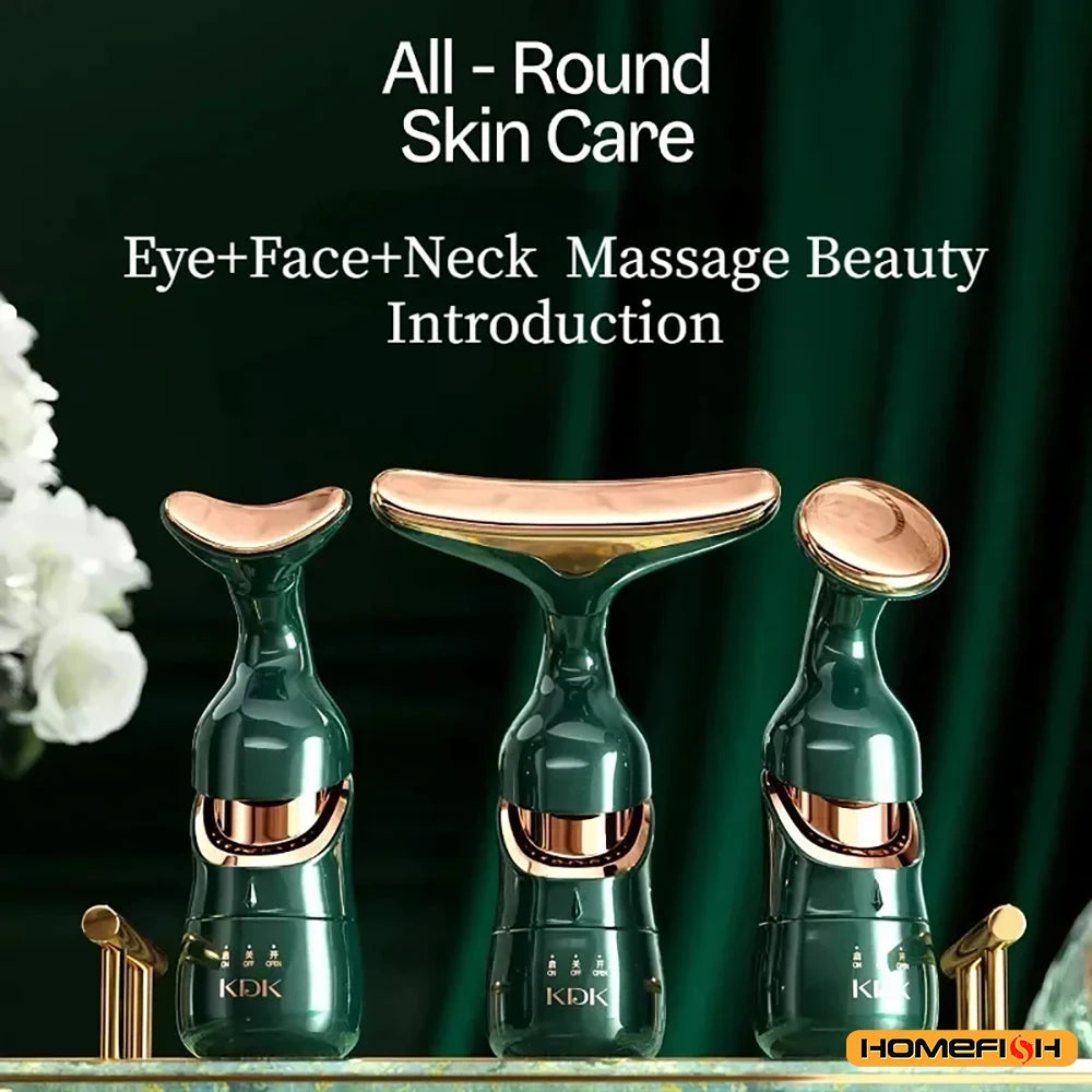 HOMEFISH 3 In 1 Facial Lifting Device Neck Facial Eye Massage Face Slimmer EMS Beauty Skin Tightening Wrinkle Anti Face Massager