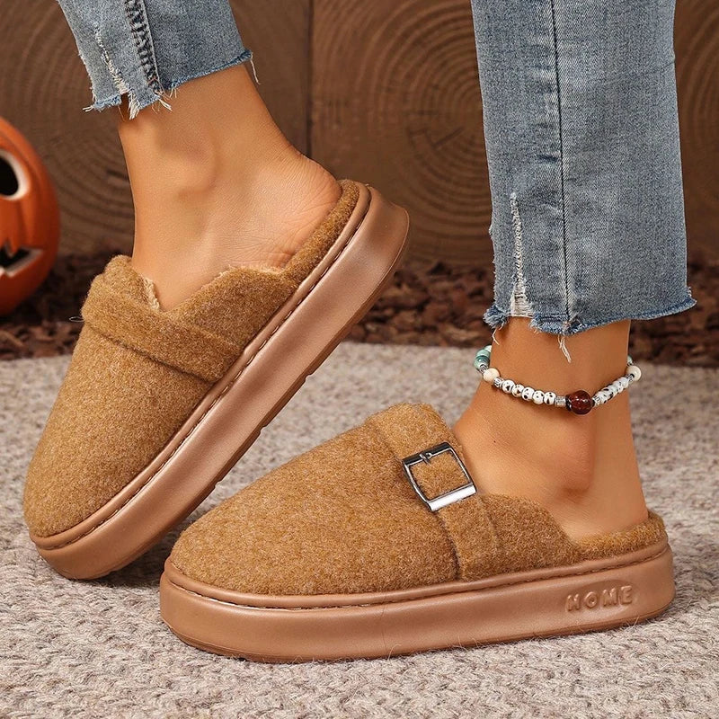 Winter Women's Slippers Home Plush Luxury Designer Woman Shoes Indoor Fluffy Fashion Platform Fuzzy Fur Slides Elegant Flat Soft