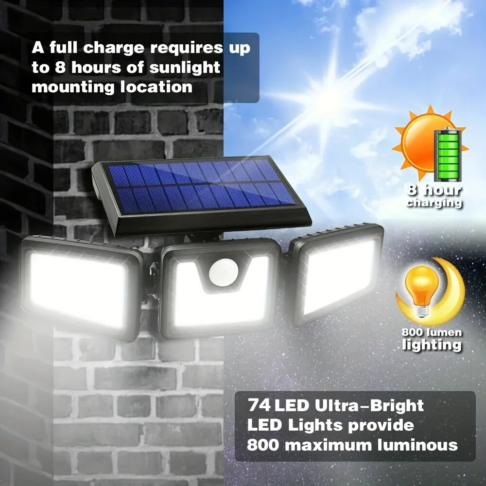 Solar Motion Sensor Flood Light (Octagonal, Adjustable Head)