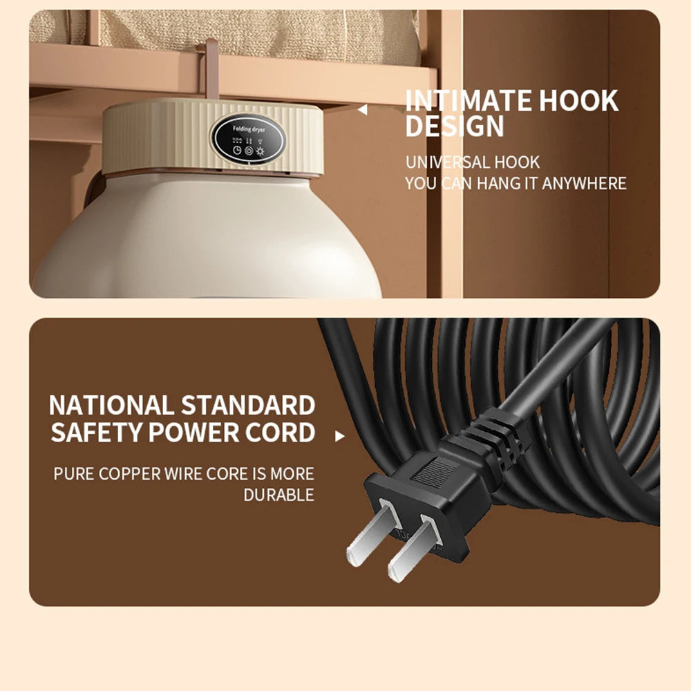 Folding Portable Clothes Dryer Mini Electric Laundry Dryer Hang Drying Rack Machine for Home Room Travel 110V 220V 전기의류건조 의류건조기