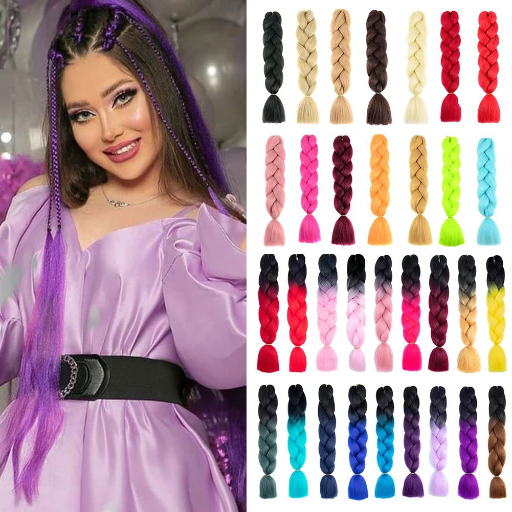 Jumbo Braids Extensions — 24" Synthetic Kanekalon Yaki Straight (Afro Ombre Piano Color)
