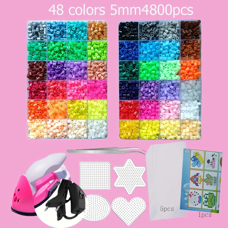 Hama Beads Box Embalagem Thermal mosaic Ferro Educação Beads, Ironing beads Fuse Beads Brinquedo DIY, 24 48 72 Cores 2.6MM 5MM